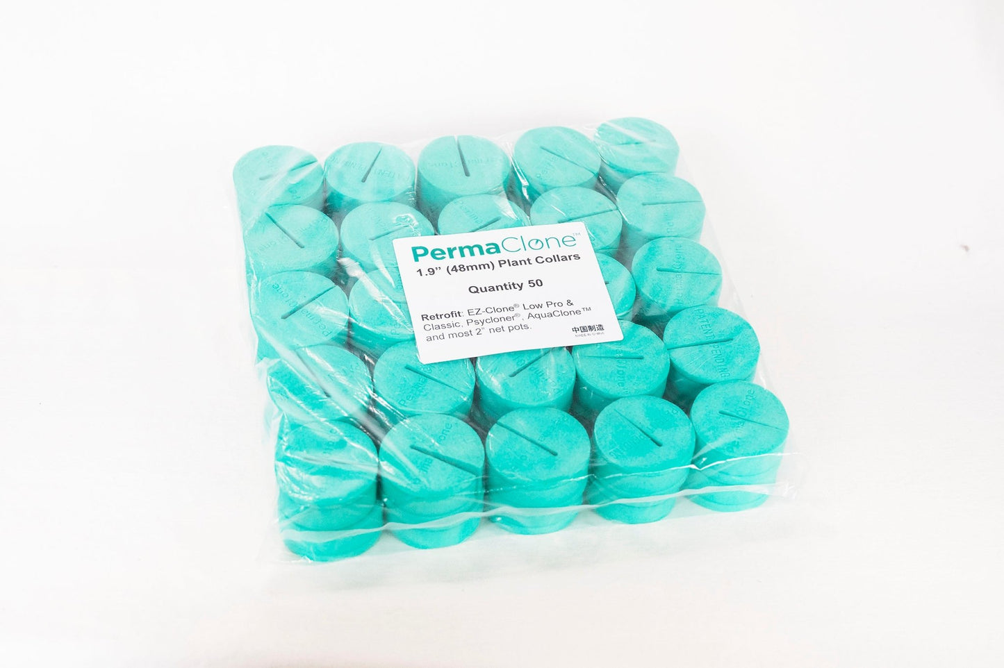 PermaClone™ 48mm/1.9" Cloning Collars packages as a pack of 50 collars.